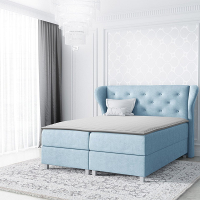 Hotelová manželská posteľ 180x200 TANIS - modrá + topper ZDARMA
