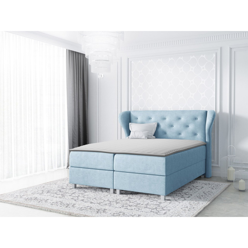 Hotelová manželská posteľ 160x200 TANIS - modrá + topper ZDARMA