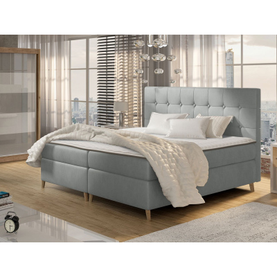 Boxspringová dvojlôžková posteľ 180x200 SERAFIN - šedá + topper ZDARMA