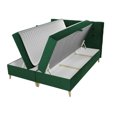 Boxspringová dvojlôžková posteľ 200x200 SERAFIN - žltá + topper ZDARMA