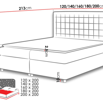 Hotelová manželská posteľ 200x200 SARITA - ružová + topper ZDARMA