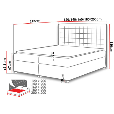 Hotelová manželská posteľ 160x200 SARITA - ružová + topper ZDARMA