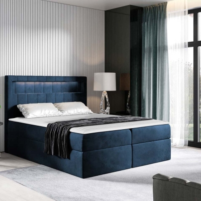 Americká dvojlôžková posteľ 180x200 RODRIGO - modrá + topper a LED osvetlenie ZDARMA