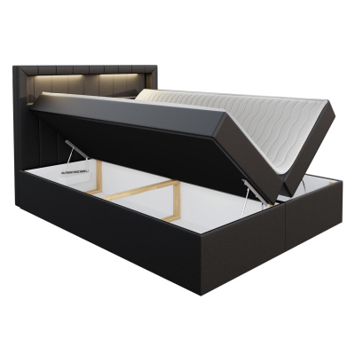 Americká dvojlôžková posteľ 180x200 RODRIGO - šedá ekokoža + topper a LED osvetlenie ZDARMA