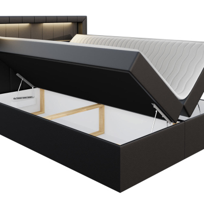 Americká dvojlôžková posteľ 180x200 RODRIGO - biela ekokoža + topper a LED osvetlenie ZDARMA