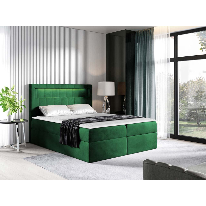 Americká dvojlôžková posteľ 160x200 RODRIGO - zelená + topper a LED osvetlenie ZDARMA