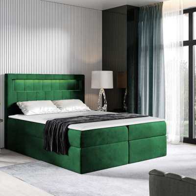 Americká dvojlôžková posteľ 140x200 RODRIGO - zelená + topper a LED osvetlenie ZDARMA