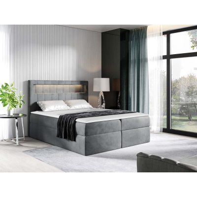 Americká dvojlôžková posteľ 140x200 RODRIGO - šedá + topper a LED osvetlenie ZDARMA