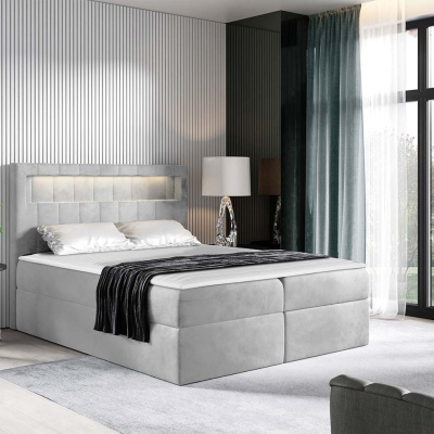 Americká jednolôžková posteľ 120x200 RODRIGO - svetlá šedá + topper a LED osvetlenie ZDARMA