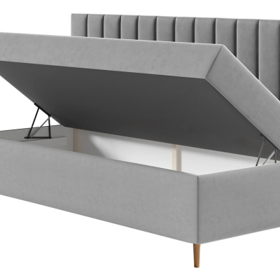 Kontinentálna jednolôžková posteľ 90x200 ROCIO 2 - biela ekokoža / žltá + topper ZDARMA
