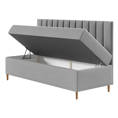 Kontinentálna jednolôžková posteľ 90x200 ROCIO 2 - biela ekokoža / béžová + topper ZDARMA