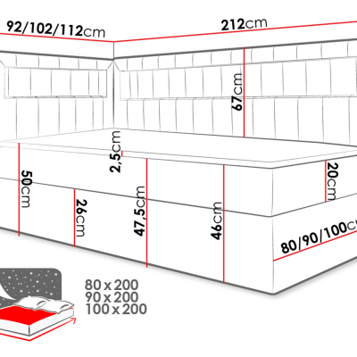 Kontinentálna jednolôžková posteľ 90x200 RAMIRA 3 - biela ekokoža / hnedá 2, ľavé prevedenie + topper ZDARMA