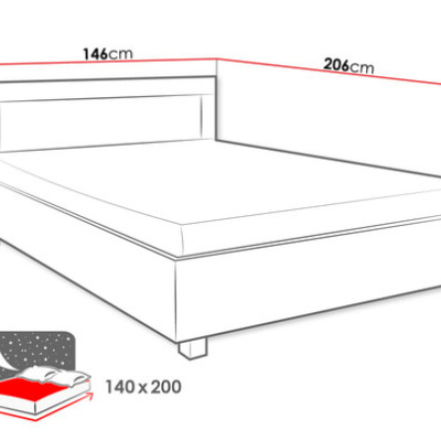 Manželská posteľ s roštom 140x200 TAKA - dub sonoma