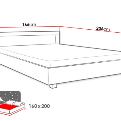 Manželská posteľ s matracom a roštom 160x200 TAKA - dub sonoma