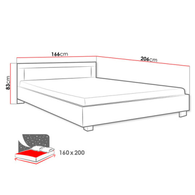 Manželská posteľ s roštom 160x200 TAKA - dub sonoma