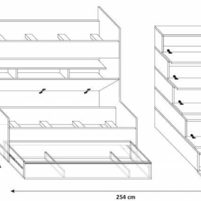 Detská poschodová posteľ RENI 2 - 90x200, biela / fialová