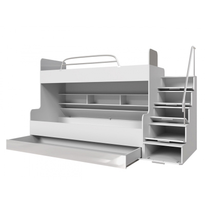 Detská poschodová posteľ RENI 2 - 90x200, biela / šedá