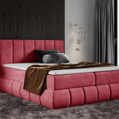 Dizajnová čalúnená posteľ 120x200 VENY - červená + topper ZDARMA