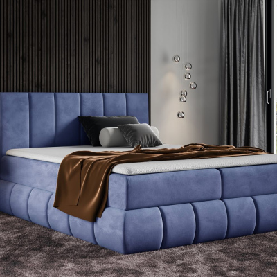Dizajnová čalúnená posteľ 120x200 VENY - modrá + topper ZDARMA
