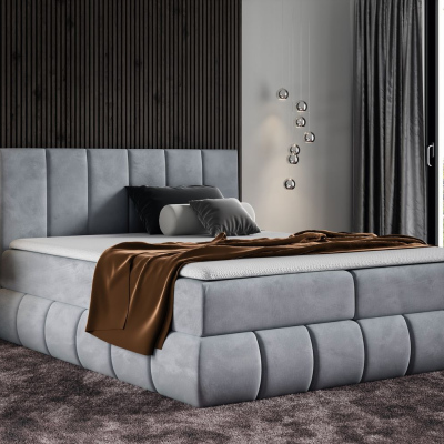 Dizajnová čalúnená posteľ 140x200 VENY - sivá + topper ZDARMA