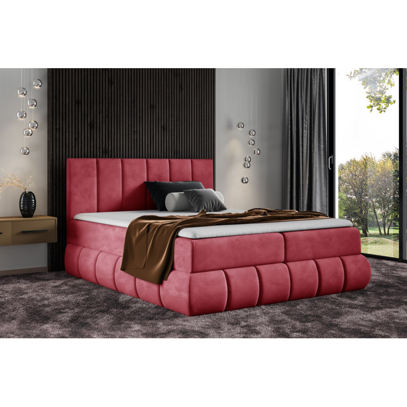 Dizajnová čalúnená posteľ 160x200 VENY - červená + topper ZDARMA