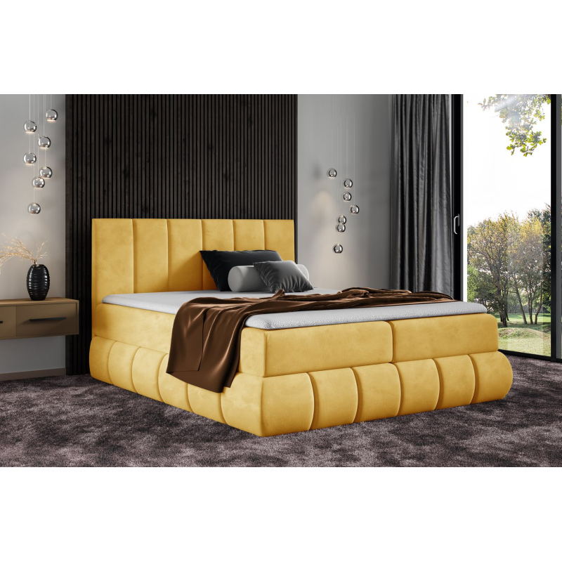 Dizajnová čalúnená posteľ 180x200 VENY - žltá + topper ZDARMA