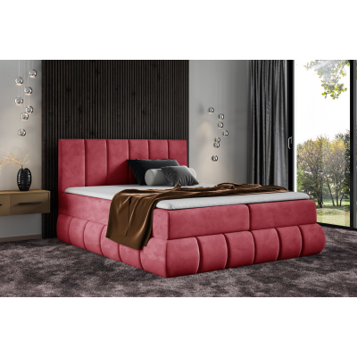 Dizajnová čalúnená posteľ 200x200 VENY - červená + topper ZDARMA