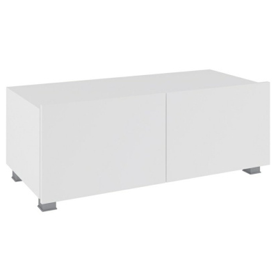 TV stolík 100 cm CHEMUNG - biely / lesklý biely