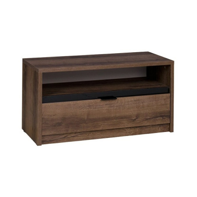Televízny stolík 90 cm PEORIA - dub monastery / lesklá čierna