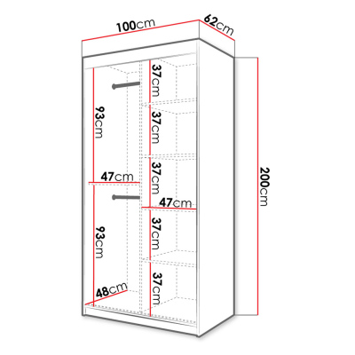 Šatníková skriňa 100 cm LONZO 1 - čierna