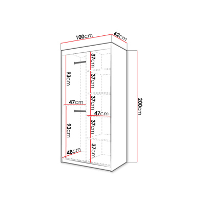 Šatníková skriňa 100 cm LONZO 1 - čierna