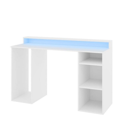 PC stôl s LED osvetlením PACHO 1 - biely