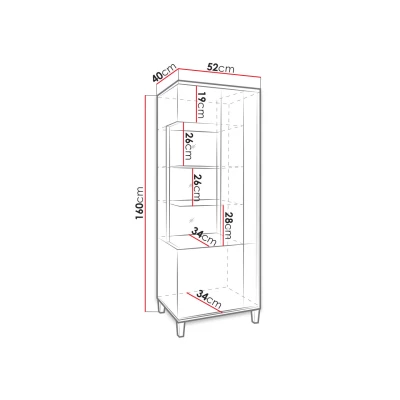 Vitrína do obývacej izby ANINA - šírka 50 cm, biela / dub wotan