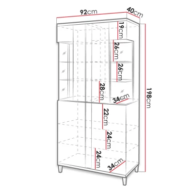 Vitrína do obývacej izby ANINA - šírka 90 cm, biela / čierna