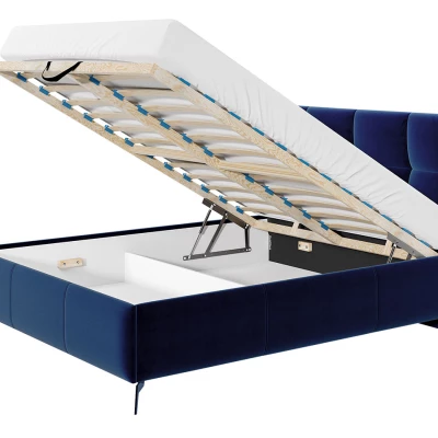 Manželská posteľ s úložným priestorom 180x200 TERCEIRA - modrá