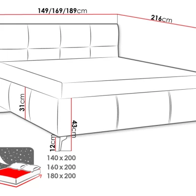 Manželská posteľ s úložným priestorom 180x200 TERCEIRA - modrá