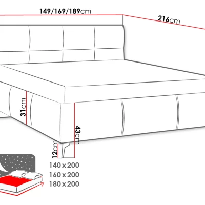 Manželská posteľ s úložným priestorom 160x200 TERCEIRA - zelená