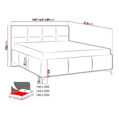 Manželská posteľ s úložným priestorom 160x200 TERCEIRA - zelená