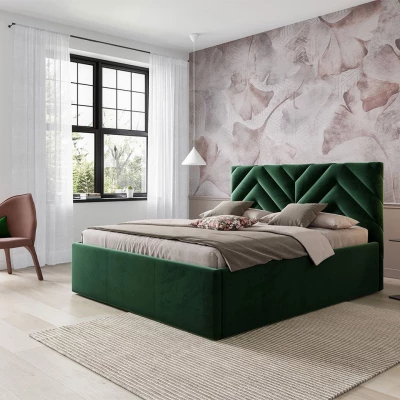 Manželská posteľ s úložným priestorom 180x200 SUELA - zelená