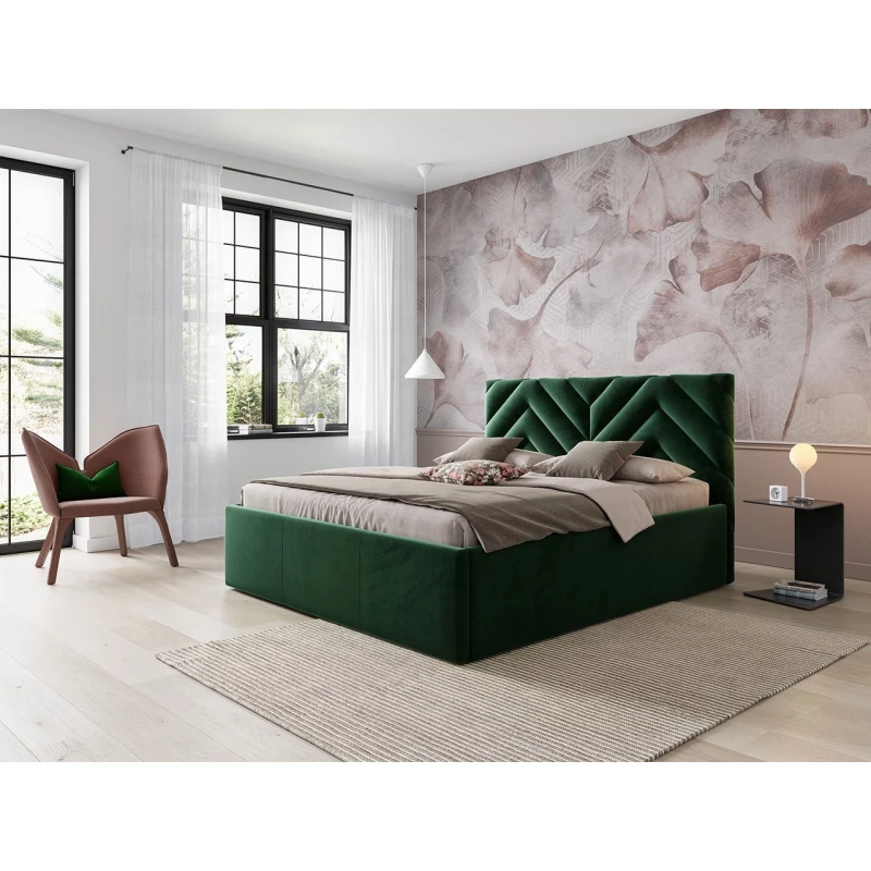 Manželská posteľ s úložným priestorom 180x200 SUELA - zelená