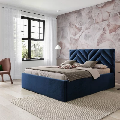 Manželská posteľ s úložným priestorom 180x200 SUELA - modrá