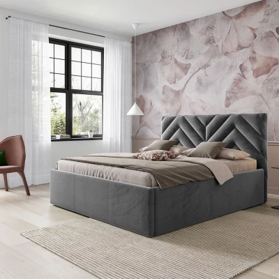 Manželská posteľ s úložným priestorom 160x200 SUELA - šedá