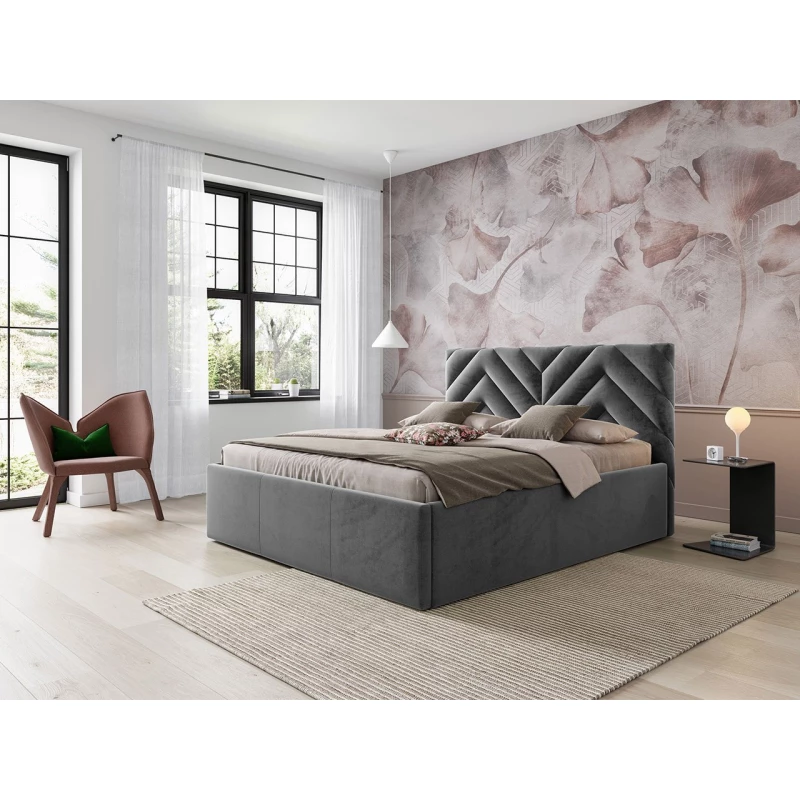 Manželská posteľ s úložným priestorom 160x200 SUELA - šedá