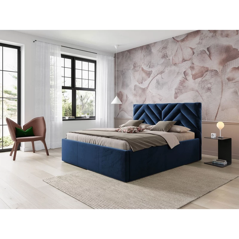 Manželská posteľ s úložným priestorom 160x200 SUELA - modrá
