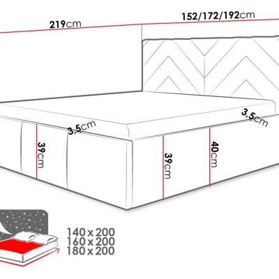 Manželská posteľ s úložným priestorom 180x200 SUELA - zelená