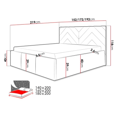 Manželská posteľ s úložným priestorom 160x200 SUELA - zelená