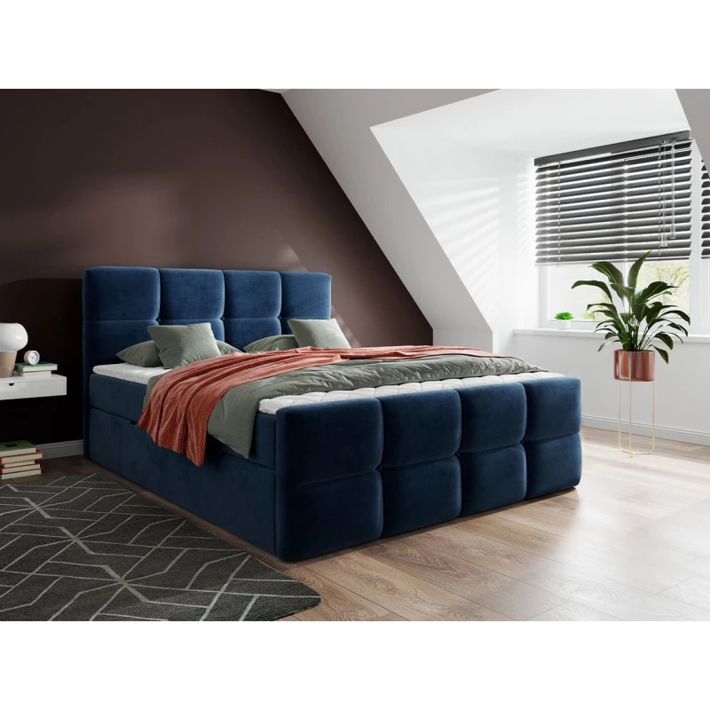Boxspringová manželská posteľ 140x200 SEVERO - modrá