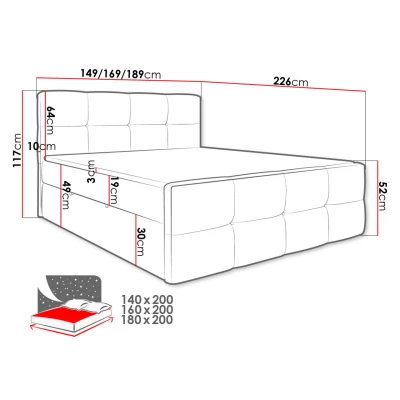 Boxspringová manželská posteľ 180x200 SEVERO - zelená