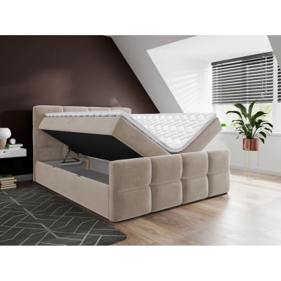 Boxspringová manželská posteľ 160x200 SEVERO - béžová