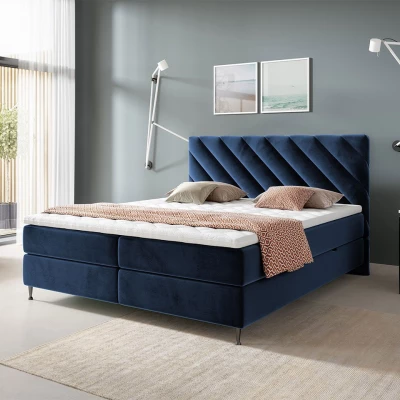 Kontinentálna manželská posteľ 180x200 SATURNIN - modrá